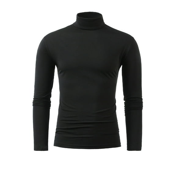 Miluxas Mens Half Turtleneck Long Sleeve Pullover Basic Designed Undershirt Stretch Slim Fit Sweaters Black
