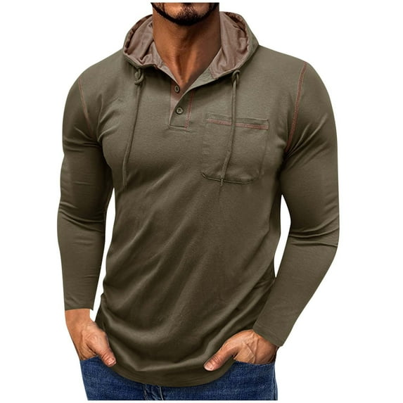 Miluxas Mens Hoodies Pullover Half Button Casual Soft Solid Color Hooded Sweatshirts Running Athletic Muscle Sweatshirt Green