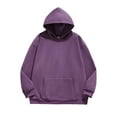 thumbnail image 1 of Miluxas Mens Hoodies Pullover Long Sleeve Casual Fleece Sweatshirts Winter Solid Color Hooded Tops with Kangaroo Pocket Purple, 1 of 4