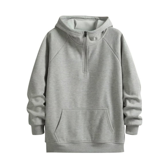 Miluxas Mens Hoodies Pullover Quarter Zip Hoodie Long Sleeve Casual Hooded Sweatshirt for men Gray M(M)