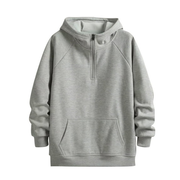 Miluxas Mens Hoodies Pullover Quarter Zip Hoodie Long Sleeve Casual Hooded Sweatshirt for men Gray XXL(XXL)