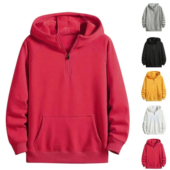 Miluxas Mens Hoodies Pullover Quarter Zip Hoodie Long Sleeve Casual Hooded Sweatshirt for men Yellow XL(XL)