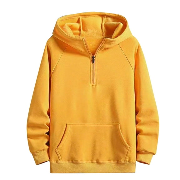 Miluxas Mens Hoodies Pullover Quarter Zip Hoodie Long Sleeve Casual Hooded Sweatshirt for men Yellow XXXL(XXXL)