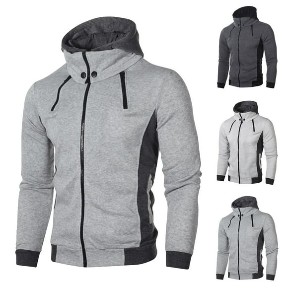 Miluxas Mens Hoodies Regular fit Zip Up Hoodie with Pockets Long Sleeve Full-Zip Hooded Sweatshirt White
