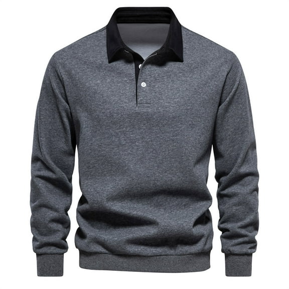 Miluxas Mens Knit Polo Sweaters Long Sleeve Vintage Polos Casual Dress Pullover Old Money Tops Dark Gray