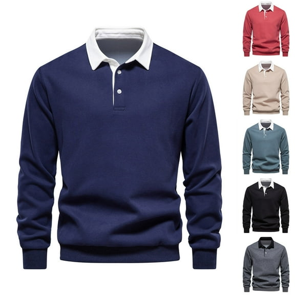Miluxas Mens Knit Polo Sweaters Long Sleeve Vintage Polos Casual Dress Pullover Old Money Tops Red