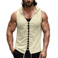 thumbnail image 1 of Miluxas Mens Lace Up Sleeveless Shirt Tunic Top Sport Vest for Men Beige XL(XL), 1 of 6