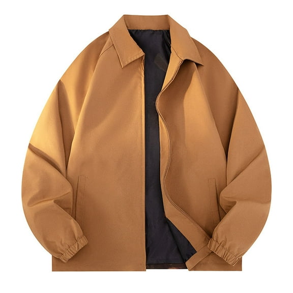 Miluxas Mens Lightweight Jackets Casual Stylish Windbreakers for Men Light Track Jacket Laydown Collar Fall Golf Coats Brown XXL(XXL)