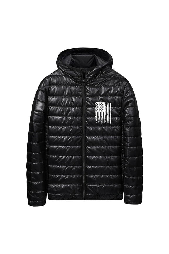 Mens Lightweight Packable Puffer Jacket Hooded Insulated thermal Puffy Winter Jackets for Running Travel Black