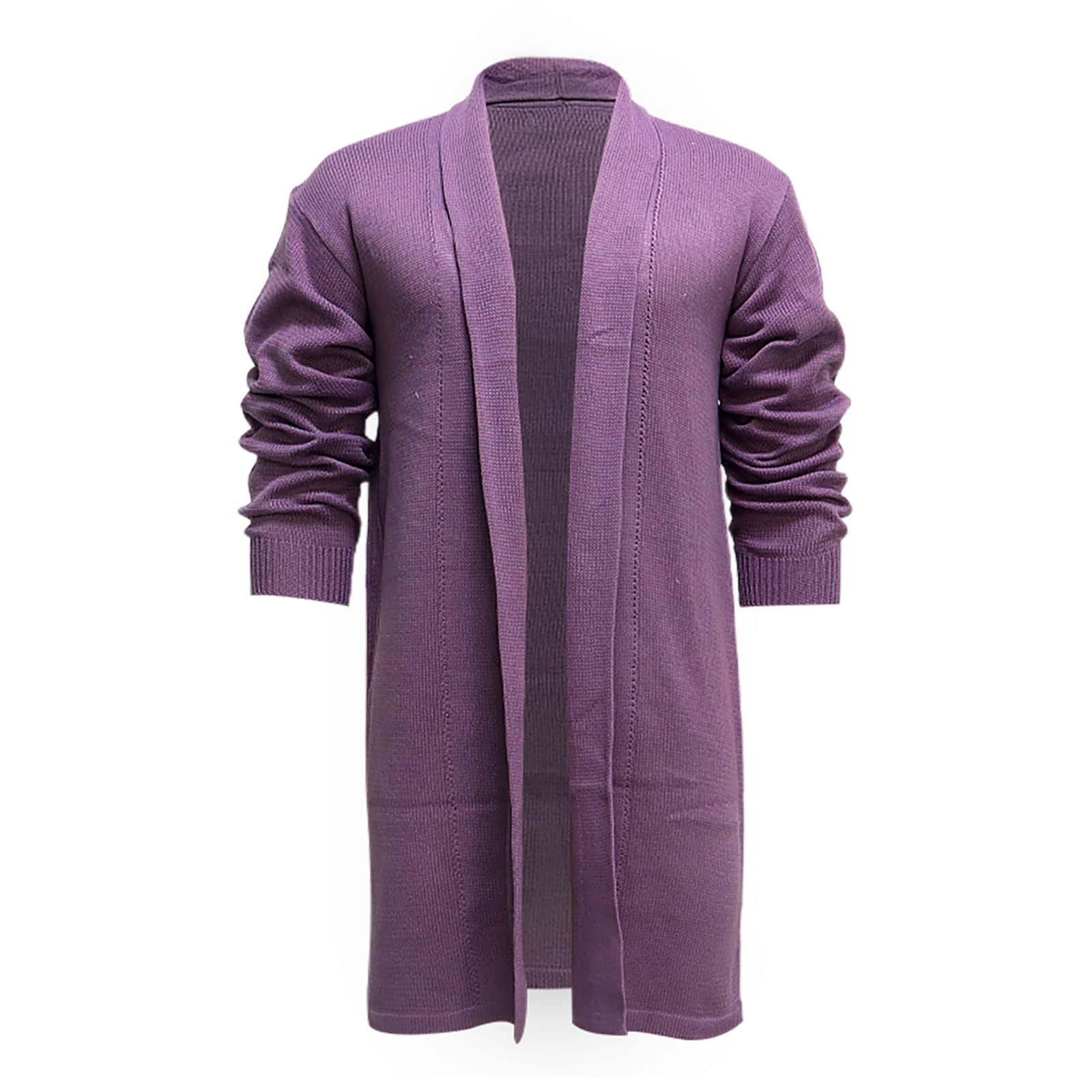 FASHIONOLIC Women's Drape Front Cardigan - Long Sleeve Open Sweater, Made In USA, Purple, Size S - View #12
