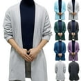 thumbnail image 1 of Miluxas Mens Long Sleeve Draped Lightweight Open Front Shawl Collar Longline Cardigan Sky Blue, 1 of 7