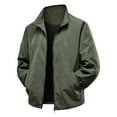 thumbnail image 1 of Miluxas Mens Long Sleeve Loose Jackets Full Zipper Outwear Solid Color Coats Casual Outwear Fashion Going Out Streetwear Army Green, 1 of 8