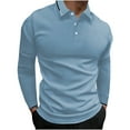 thumbnail image 1 of Miluxas Mens Long Sleeve Polo Shirts Button Casual Tee Collared Work Pullover Shirts Light Blue, 1 of 5