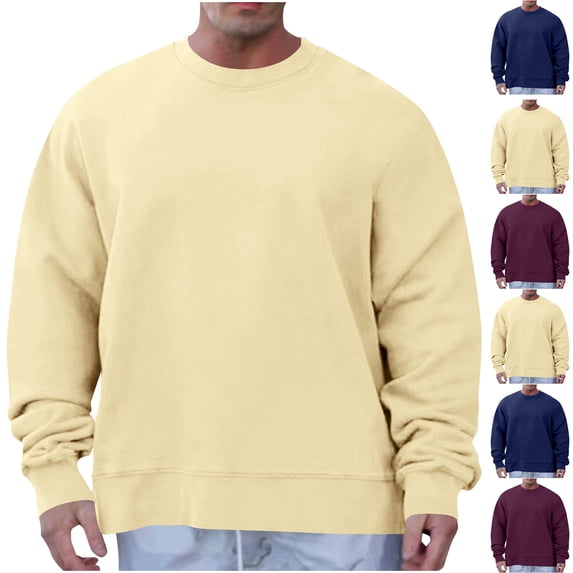 Miluxas Mens Long Sleeve Tee Shirts Cotton Crew Neck Moisture Wicking Soft Casual Basic T-Shirts White