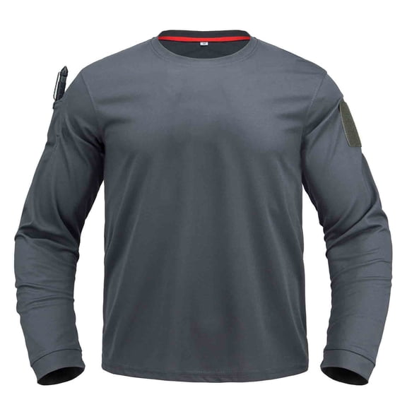 Miluxas Mens Long Sleeve Tee Shirts Lightweight Moisture Wicking Casual Comfort Crewneck Plain Long Sleeve Shirts Gray