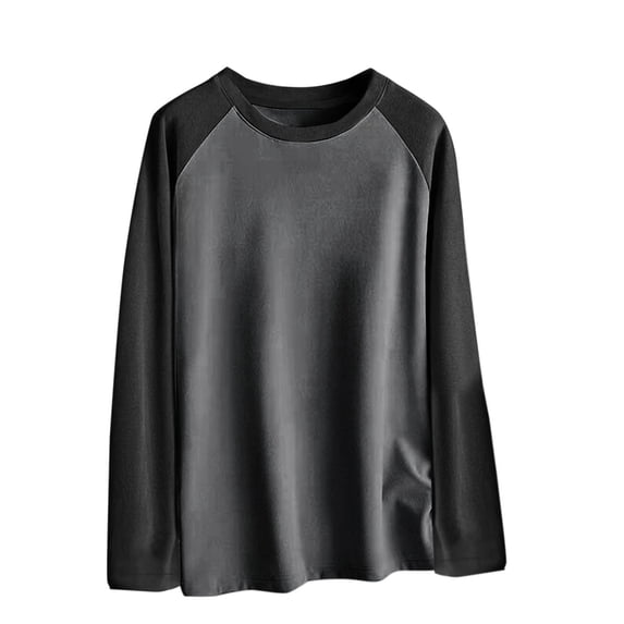 Miluxas Mens Long Sleeve Tee Shirts Stretch Crew Neck thermal Shirts Casual T Shirts for Men Dark Gray