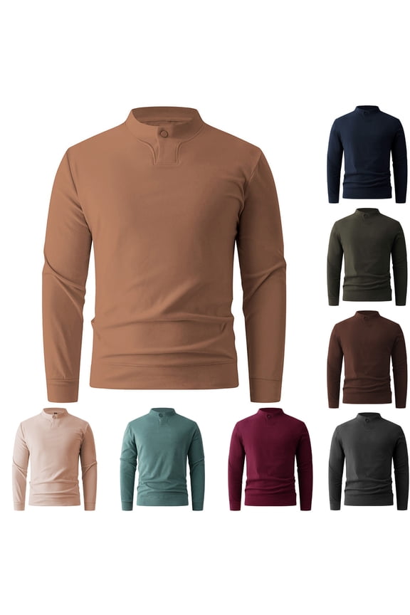 Mens Long Sleeve Turtleneck Shirts Casual Slim Fit Velvet Shirt Solid Color Basic thermal Pullover Sweater Undershirt Wine