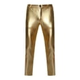 thumbnail image 1 of Miluxas Mens Metallic Shiny Disco Pants, Wet Look Party Dance Straight Leg Trousers, 70s/80s Festival Rave Cosplay Leather Pants Gold, 1 of 3
