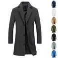 thumbnail image 1 of Miluxas Mens Mid Long Trench Coat Winter Double Breasted Pea Coat Casual Business Warm Overcoat, 1 of 3