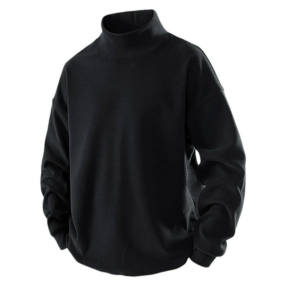 Miluxas Mens Mock Neck T Shirts Pullover High Neck Turtleneck Premium Long Sleeve Sweatshirt for Men Black XXL(XXL)