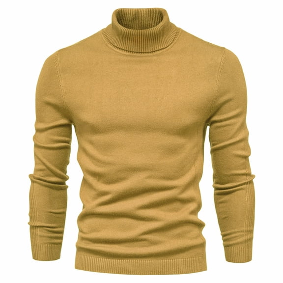 Miluxas Mens Mock Turtleneck Long Sleeve Shirts Basic thermal Turtle Neck Undershirt Lightweight Pullover Top Yellow 8(L)
