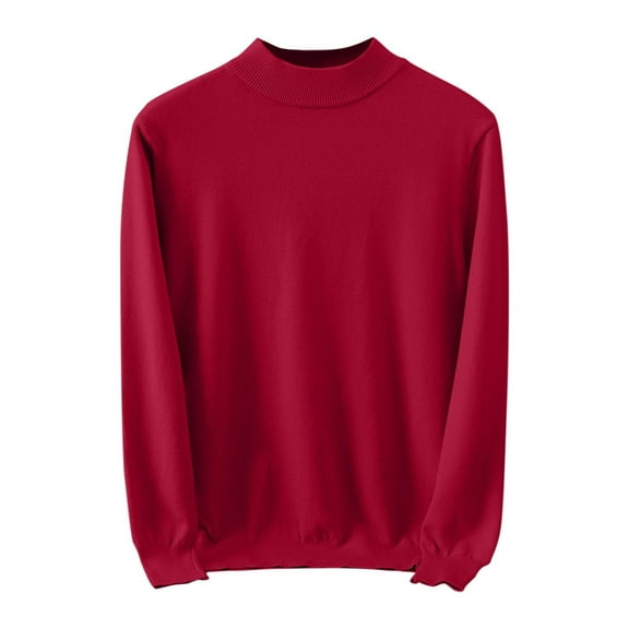 Miluxas Mens Mock Turtleneck Sweater Long Sleeve Casual Pullover Sweater Slim Fit Basic Knit Tee Red
