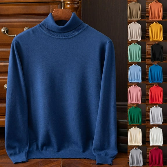 Miluxas Mens Mock Turtleneck Sweater Long Sleeve Casual Pullover Sweater Slim Fit Basic Knit Tee Yellow