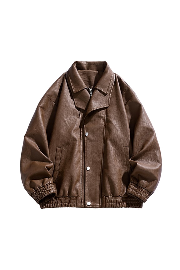 Mens Oversized Leather Jackets Zip Up Bomber Jacket Vintage Biker Racing Moto Jacket Coat with Pockets Brown XXXL(XXXL)