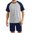 thumbnail image 1 of Miluxas Mens Pajama Short Sets Short Sleeve Crewneck Modal Pajama Lounge Set Raglan Sleepwear Navy L(L), 1 of 4