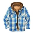 thumbnail image 1 of Miluxas Mens Plaid Hoodies Winter Zip Up Fleece Jacket Sherpa Fleece Lined Warm Flannel Jacket Coat Light Blue, 1 of 6