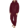thumbnail image 1 of Miluxas Mens Plus Size Pants Clearance Men Long Sleeve Hooded Jumpsuit Pajamas Winter Warm Rompe Sleepwear Wine 10(XL), 1 of 6