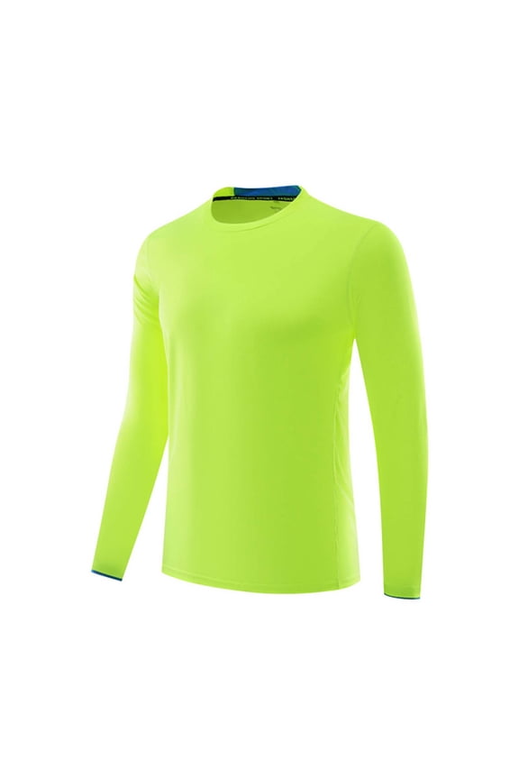 Mens Power Long Sleeve Crewneck Top, Standard Fit, Stretch Heavyweight Fleece Material Green