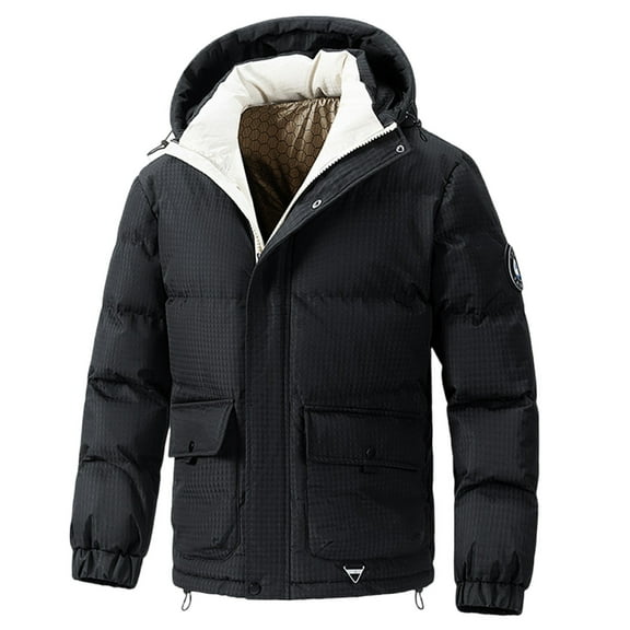 Miluxas Mens Puffer Jacket Winter Warm Lightweight Puffy Coats Waterproof Long Sleeve Zip Up Quilted Parka Jackets Black