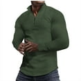 thumbnail image 1 of Miluxas Mens Quarter Zip Pullover Lightweight Sweater Casual Long Sleeve Corduroy Half Zip Sweatshirt Army Green, 1 of 9