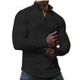 thumbnail image 1 of Miluxas Mens Quarter Zip Pullover Lightweight Sweater Casual Long Sleeve Corduroy Half Zip Sweatshirt Black, 1 of 9