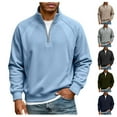 thumbnail image 1 of Miluxas Mens Quarter Zip Pullover Mock Neck Sweatshirt Long Sleeve Sweater Polo Half Zip Pullover with Pocket Navy, 1 of 5