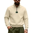 thumbnail image 1 of Miluxas Mens Quarter Zip Pullover Sweaters Casual Slim Fit Knit Texture Sweater Beige, 1 of 8