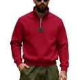 thumbnail image 1 of Miluxas Mens Quarter Zip Pullover Sweaters Casual Slim Fit Knit Texture Sweater Red, 1 of 8