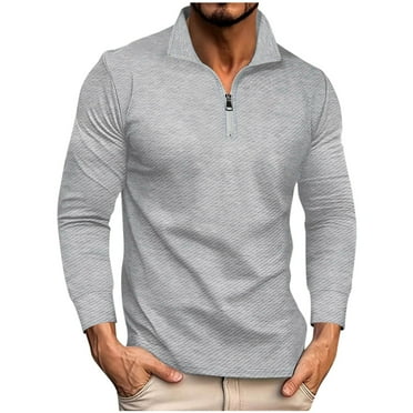 Miluxas Mens Quarter Zip Sweatshirt Clearance Casual Long Sleeve Pullover Lightweight Mock Neck Sweatshirts Gray 6(M)