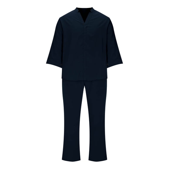 Miluxas Mens Scrubs Set Stretch V-Neck Scrub Top Jogger Scrubs Pants Workwear Medical Nursing Men Outfits 2 Piece Navy XL(XL)