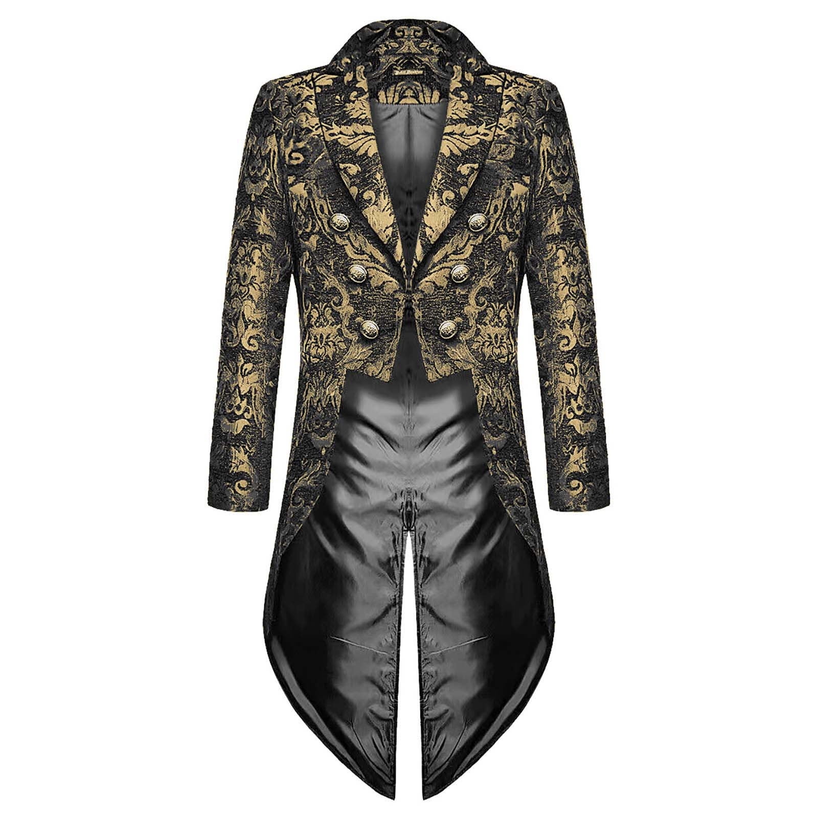 Miluxas Mens Sequin Tuxedo Jacket Tails Slim Fit Tailcoat Dress Coat