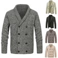 thumbnail image 1 of Miluxas Mens Shawl Collar Cardigan Sweater Cable Knit Button Down Winter Chunky Sweater Khaki 10(XL), 1 of 9