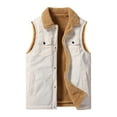 thumbnail image 1 of Miluxas Mens Sherpa Lined Vest Winter Warm Corduroy Vest Lapel Button Up Sleeveless Jacket with Multi Pockets Beige M(M), 1 of 8
