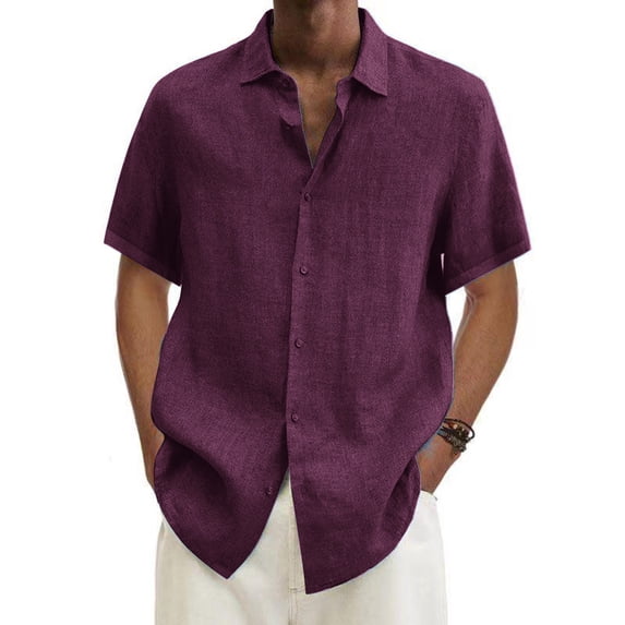 Miluxas Mens Short Sleeve Cuban Guayabera Shirt Casual Summer Beach Button Down Shirts Hot Pink 12(XXL)