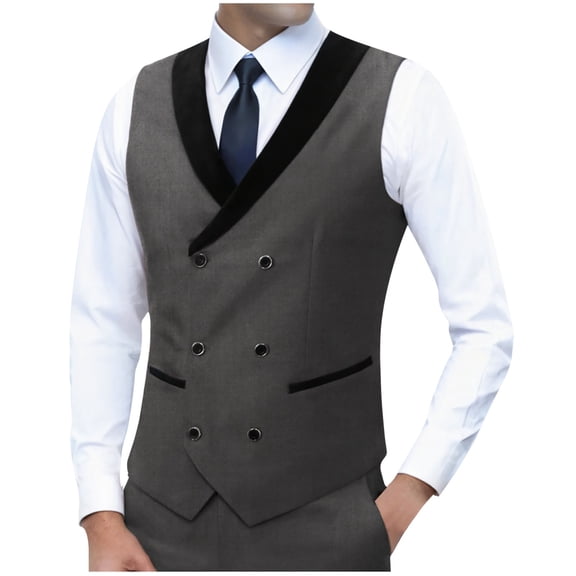 Miluxas Mens Slim Fit Dress Vest - formal Turn Down Collar Premium Button Down Waistcoat Dark Gray XXXL(XXXL)