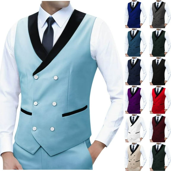 Miluxas Mens Slim Fit Dress Vest - formal Turn Down Collar Premium Button Down Waistcoat White XL(XL)