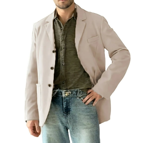 Miluxas Mens Suit Jackets Slim Fit Blazers Solid Casual Suit Sport Coats for Wedding Prom Business Khaki S(S)