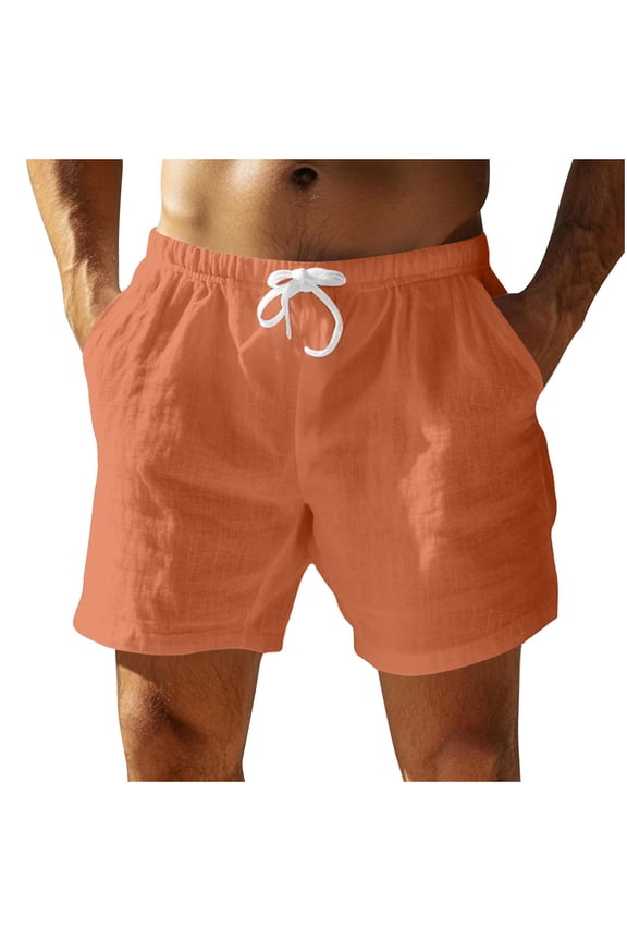 Mens Summer Shorts Workout Gym Shorts Above Knee Jogger Lounge Casual Shorts with Pockets Orange XXL(XXL)