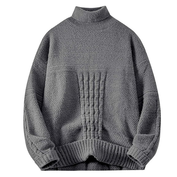 Miluxas Mens Sweater Crewneck Cable Knit Pullover Sweater Casual Twist Textured Sweaters Gray