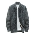 thumbnail image 1 of Miluxas Mens Sweater Jackets Casual Stand Collar Knitted Sweater Cardigan Lightweight Fleece Lined Full Zip Knitwear Coat Dark Gray, 1 of 5